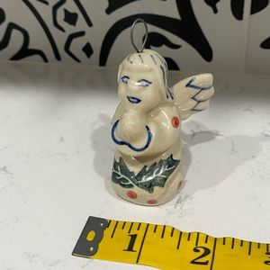 Beautiful Polish Pottery House Christmas Ornament Mistletoe Angel Cherub